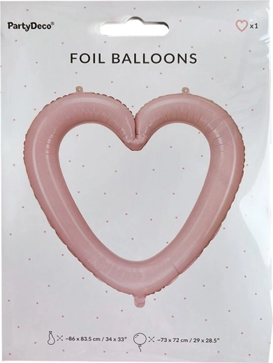 Lyserød folieballon hjerte – fotoramme 86 × 83 cm