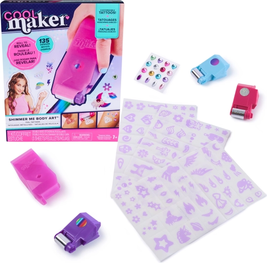 Sæt med midlertidige tatoveringer Cool Maker Shimmer Me Tattoos – 135 motiver