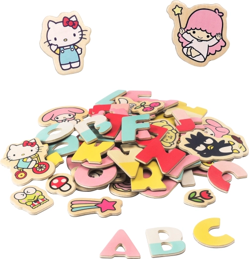 Hello Kitty magnetiske bogstaver og billeder – pædagogisk træsæt til børn (75 dele)
