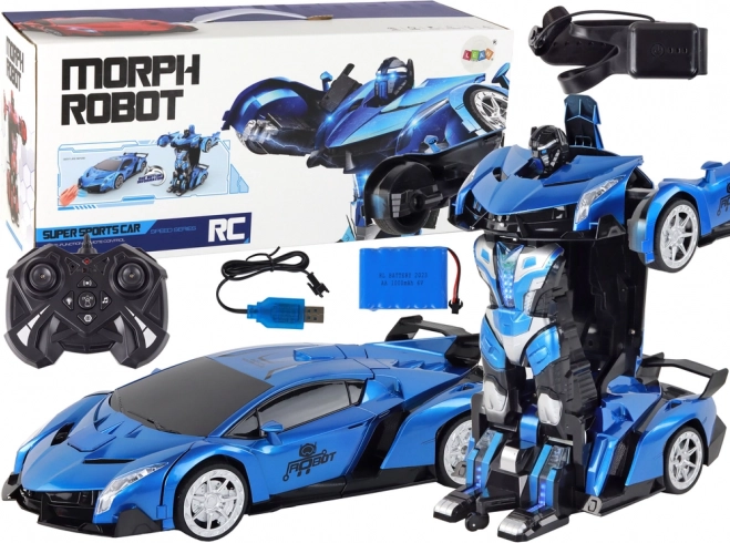 Robotbil med transformation R/C 1:10 Blå gestusstyring