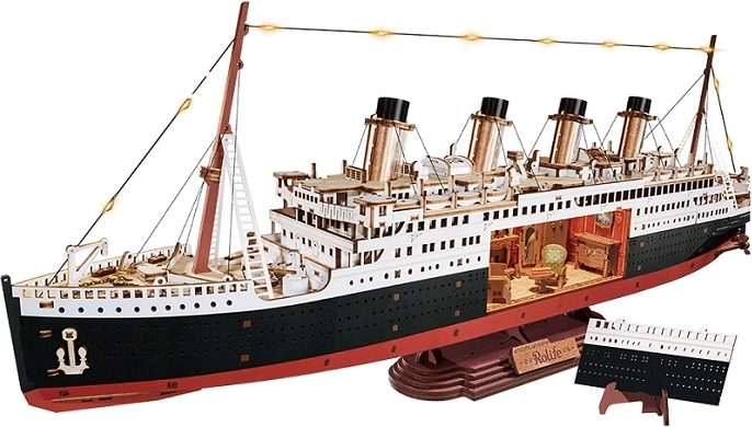 RoboTime 3D træpuslespil – den evige Atlanterhavsfart 1912 (oceandampskibsmodel med LED)