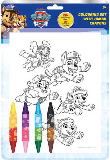 Malebogssæt Paw Patrol med dobbeltsidede voksfarver