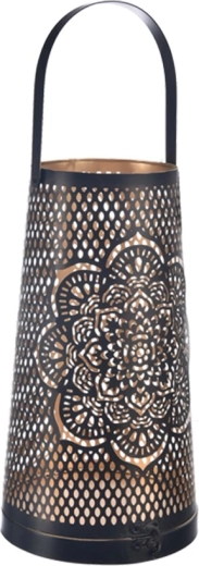 Metal-lysestage Mandala sort-guld 30 cm