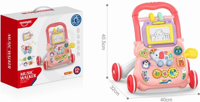 Skubbegåvogn elefant med tegnetavle – lyserød