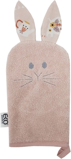 EKO bomuldsvaskeklud med ører Bunny rose pink 20 × 15 cm