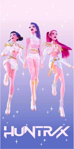 Børne bomuldshåndklæde K-Pop Demon Hunters Huntrix 70 × 140 cm