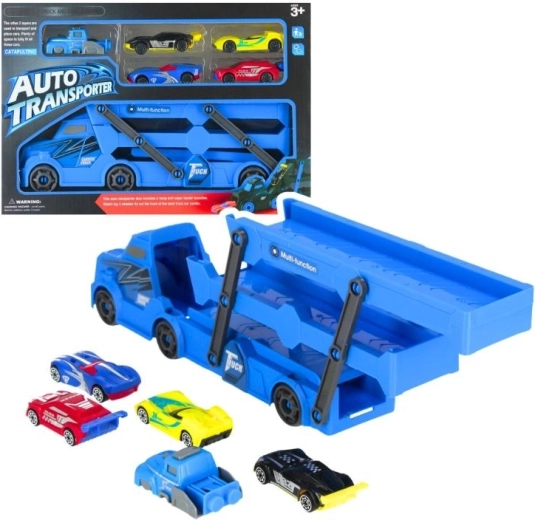 Autotransportør med små biler, sæt med 6 stk.