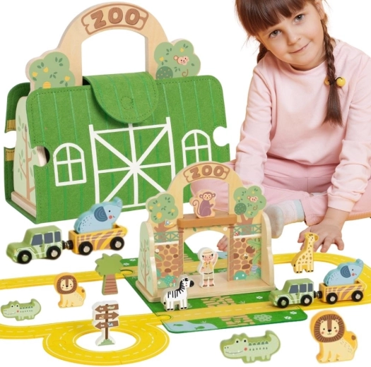 Tooky Toy transportabel mini-zoo i kuffert
