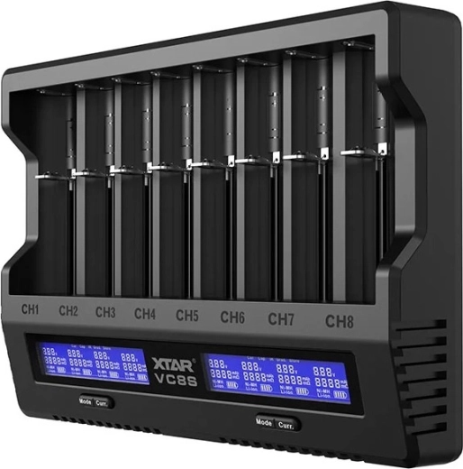 Batterioplader XTAR VC8S sæt med strømadapter