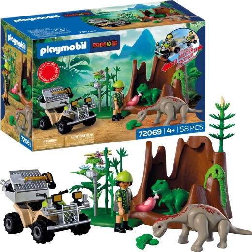 Playmobil Dinos forsker med quad og dinosaurunger, 58 dele