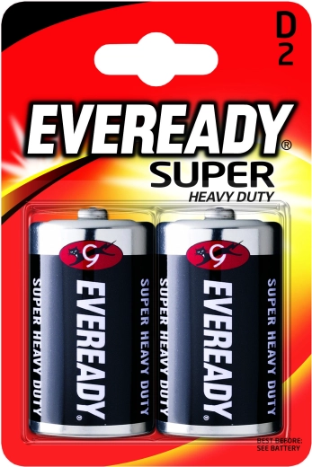 Batterier D R20 1,5 V zink-klorid, 2 stk – ENERGIZER Eveready Super Heavy Duty