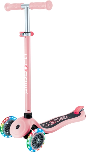 Globber løbehjul til børn med tre hjul Primo Lights V2 Pastel Pink med lysende hjul