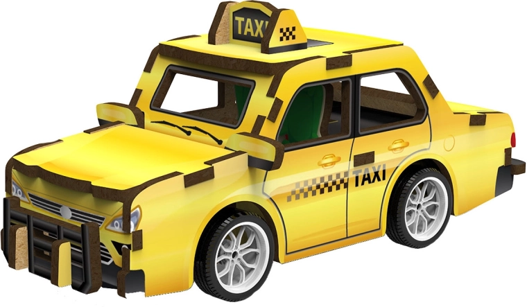2Kids Toys 3D træbyggesæt taxi