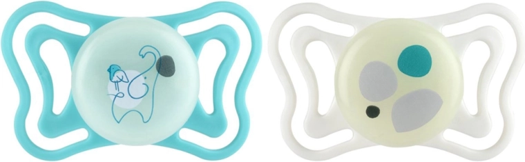 Chicco sutter Physioforma light silikone, ortodontiske, neutral 6–16 mdr., 2 stk.