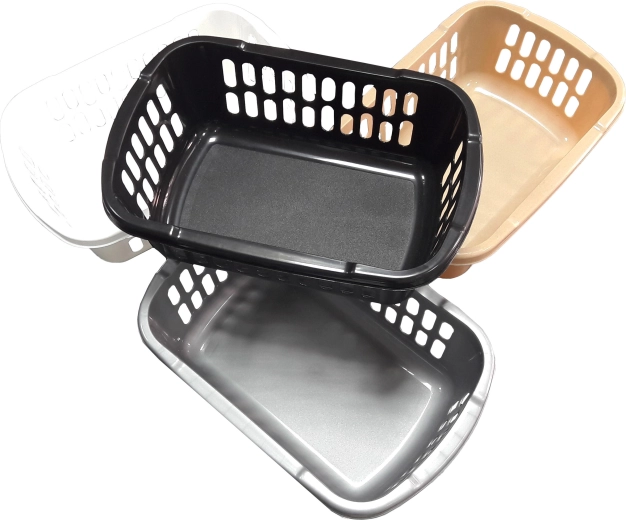 Lille plastikopbevaringskurv 22 × 15 × 8 cm, mix af farver