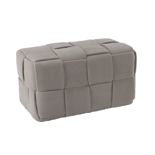Flettet puf rektangulær lysegrå 60 × 32 × 32 cm