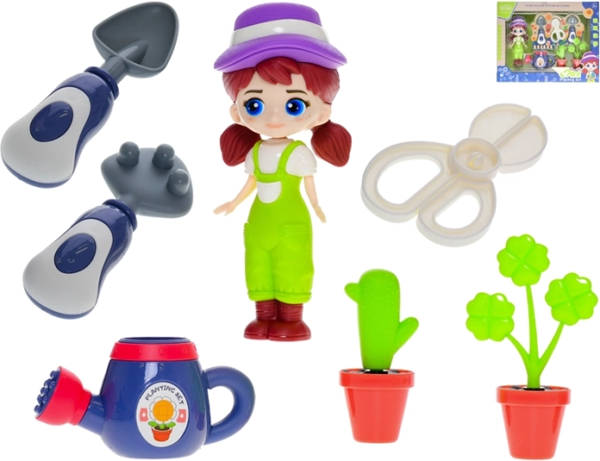 Havearbejdsdukke 15 cm med tilbehør