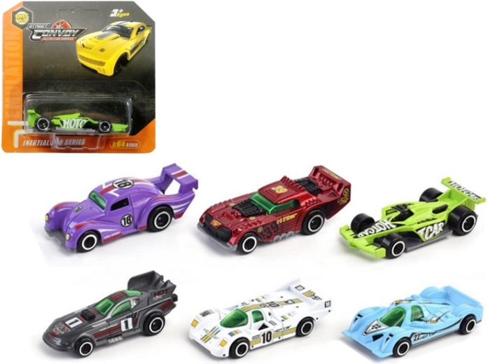 Metal racerbils model på blisterkort