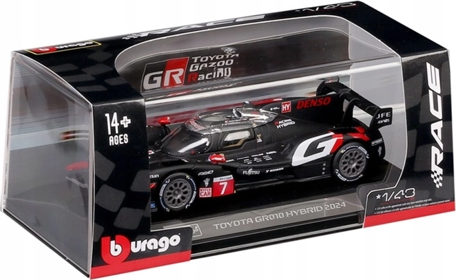 Bburago modelbil Toyota GR010 Hybrid #7 1:43 sort - 1 stk.