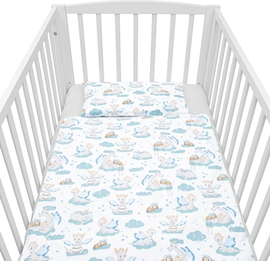 2-delt bomuldssengesæt til tremmeseng NEW BABY Drage 120 × 90 cm