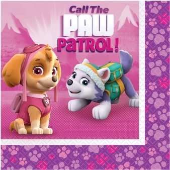 Paw Patrol Pink papirservietter 33 x 33 cm (20 stk.)