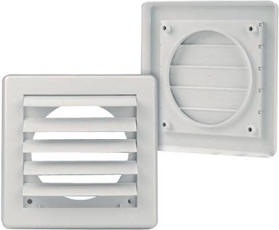 Gravitationsventilationsrist 150 × 150 / 100 mm hvid