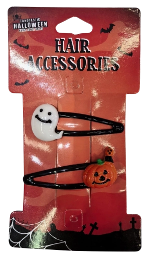 Halloween-hårspænder spøgelse og græskar - 2 stk.