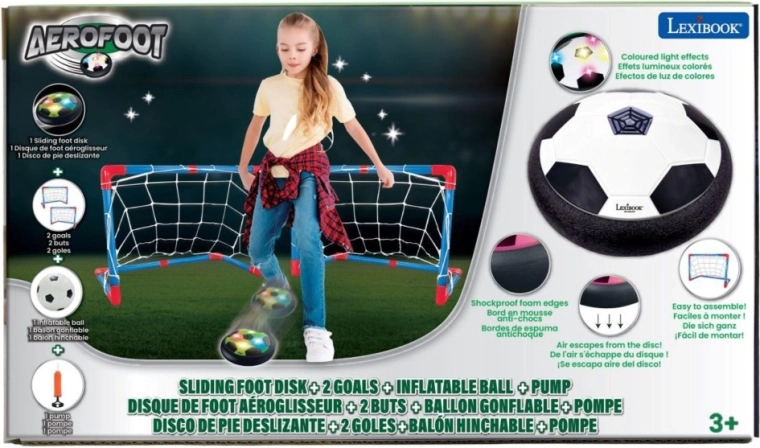 Lexibook AeroFoot – lysende fodbold-disk med 2 bærbare mål