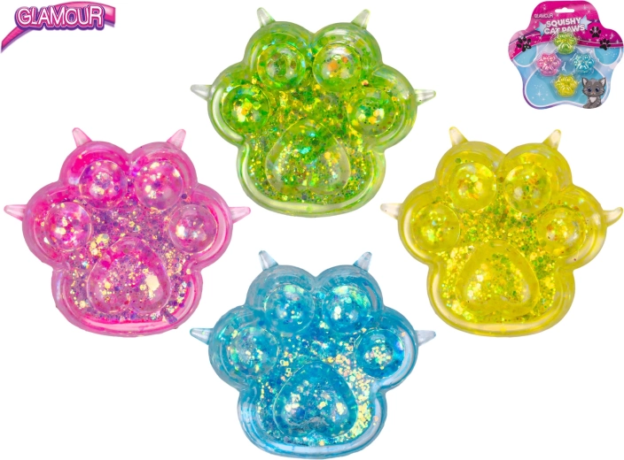 Glamour mini stretch-hårelastikker med motiv af kattepote Sugar (4 stk.)