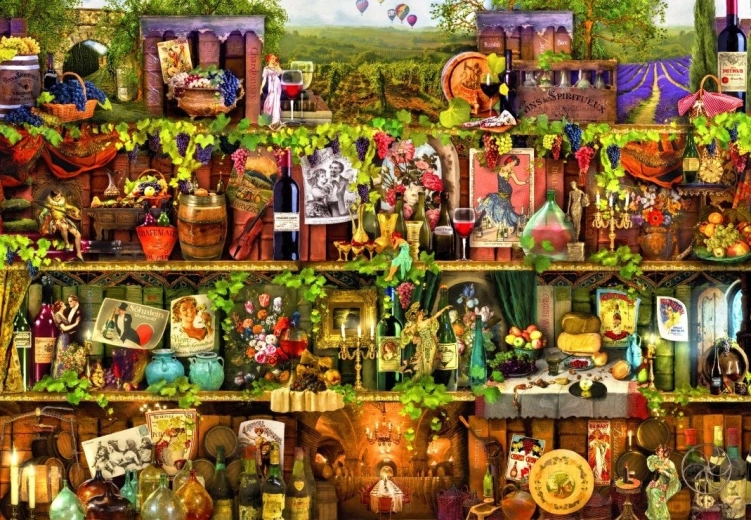 Puslespil Hylde med vin 1000 brikker BLUEBIRD