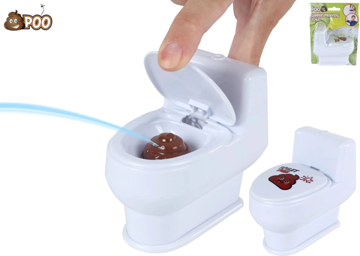 spøg-toilet der sprøjter vand 10 cm med lort