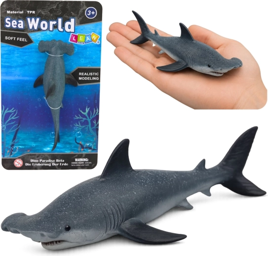 Realistisk gummifigur af hammerhaj 17 cm