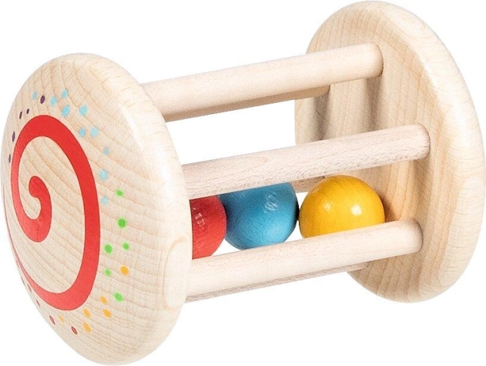 Træ taktile ringe med rangle i regnbuefarver – 1 stk.