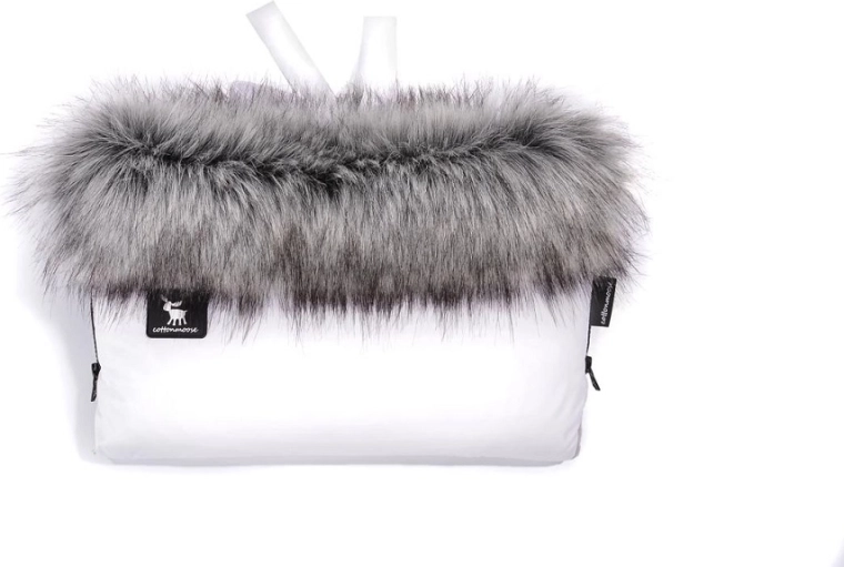 Håndmuffe til barnevogn med pels COTTONMOOSE – hvid