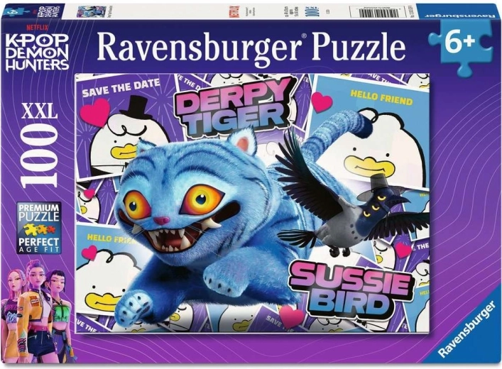 Ravensburger puslespil K-pop: Skør tiger og fuglen Sussie XXL 100 brikker