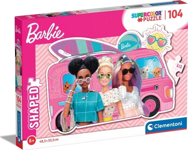 Puslespil 104 brikker shaped barbie