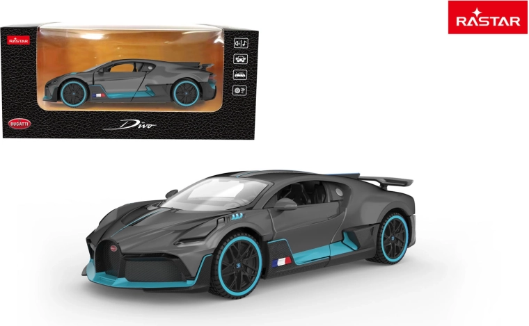 Metalbil Bugatti Divo 1:32 grå Rastar