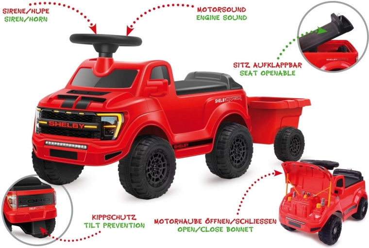 JAMARA Shelby Ford F-150 Raptor gåbil med trailer, rød