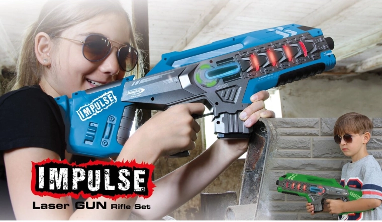 Impulse sæt med laservåben (blå/grøn)