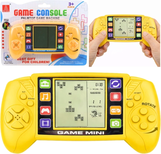 Bærbar LCD-spillekonsol – logikspillet TETRIS, gul
