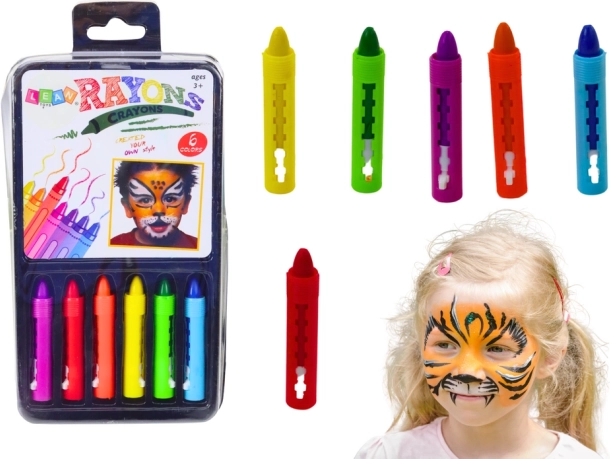 Farverige Ansigtsmalingssæt 6 Dele