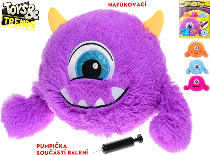 Oppusteligt plysbæst med pumpe Toys & Trends Brainboooom 23 cm
