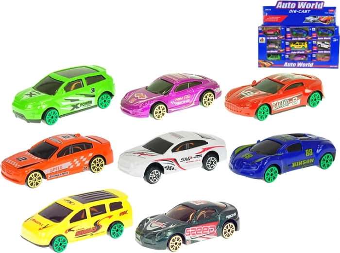 Metallisk racerbilslegetøj 7 cm, skala 1:64, frihjul