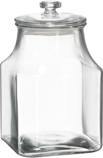 Firkantet glasbeholder 3,3 l med glaslåg