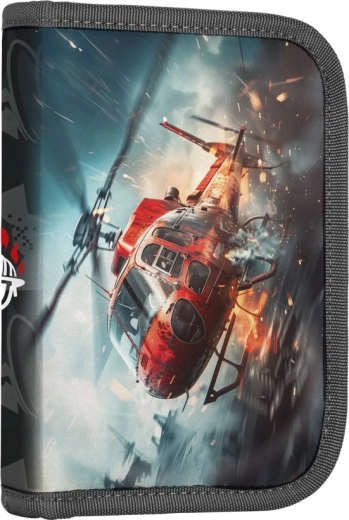 Skolepenalhus med brandmænd, enkeltlags, 2 klapper