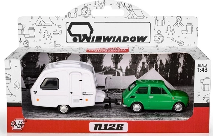 Fiat 126p med campingvogn Niewiadów N-126, grøn