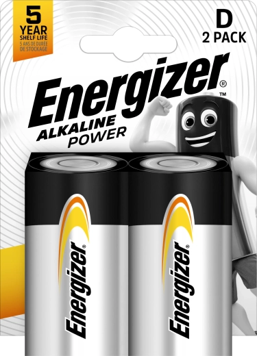 Energizer Alkaline Power D alkaliske batterier, 2 stk.