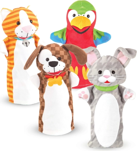 Melissa & Doug Playful Pets sæt med 4 fingerdukker af kæledyr