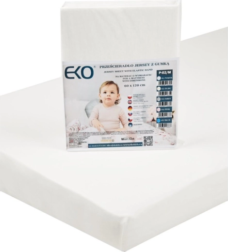 EKO faconlagen med elastik jersey hvid 120 × 60 cm