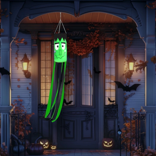 Grøn Halloween-vindpose med Frankenstein-motiv, 122 cm